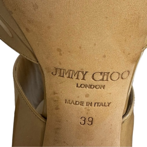 Jimmy Choo Private Nude Patent Leather Heels Sandals 39/9 fits US 8 runs small - Picture 15 of 15